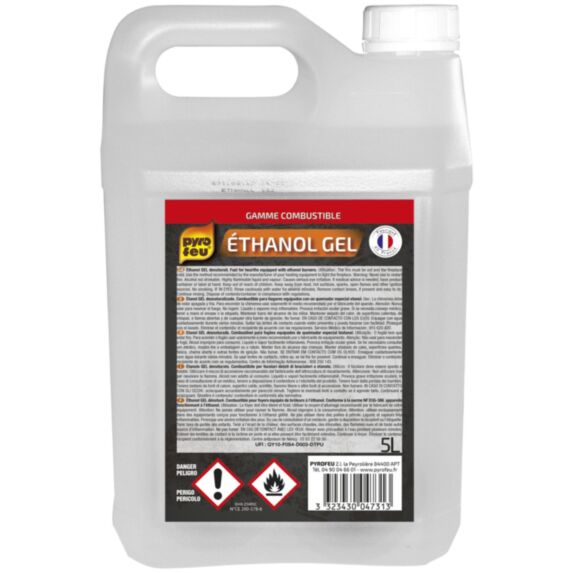 Combustible éthanol 96% liquide bidon 5L - PYROFEU
