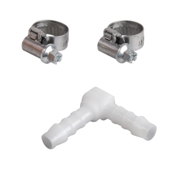 Coude plastique Ø6 mm + 2 colliers - SPID'O