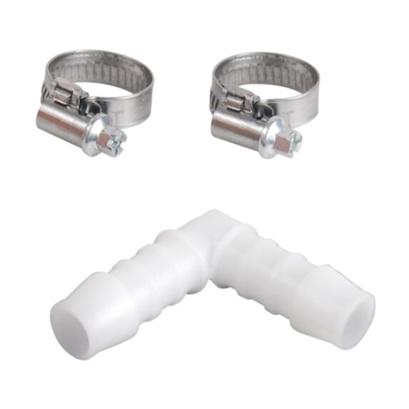 Coude plastique Ø10 mm + 2 colliers - SPID'O