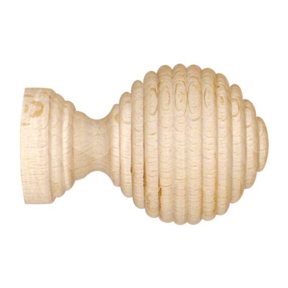 Lot de 2 embouts de barre à rideau en bois boule striée à visser Ø20 brut