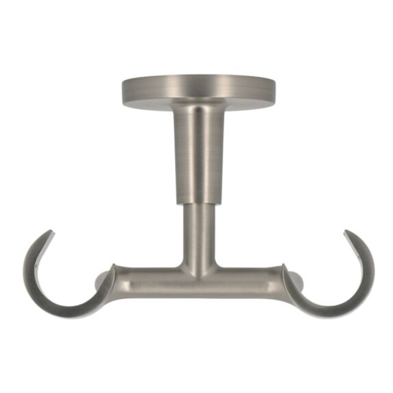 Support de barre à rideau en métal Ø20 plafond double ouvert 60 mm chromé mat
