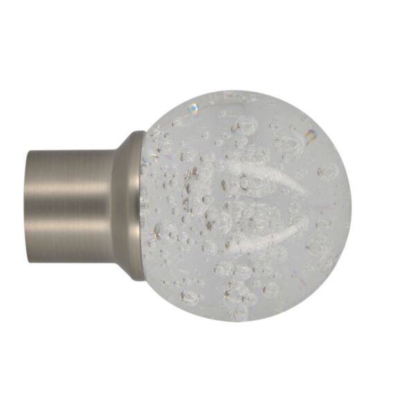 Embout de barre à rideau en métal Ø20 boule verre Helium chrome mat