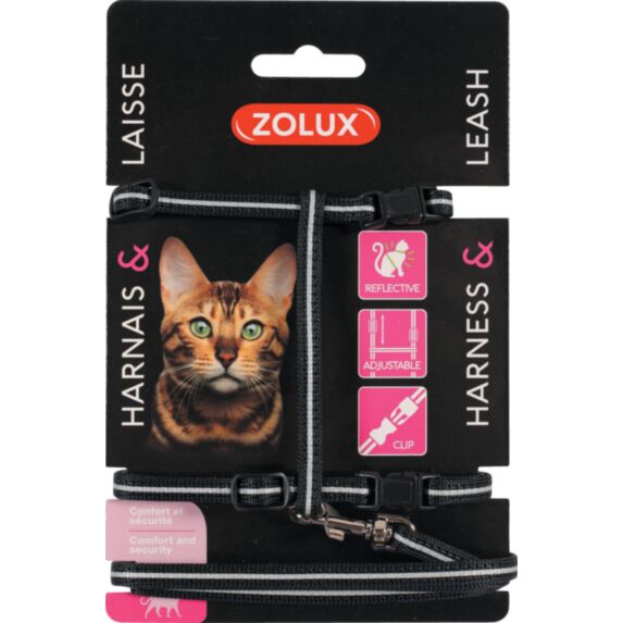 Kit sellerie pour chat avec harnais réglable et laisse 1m20 Noir