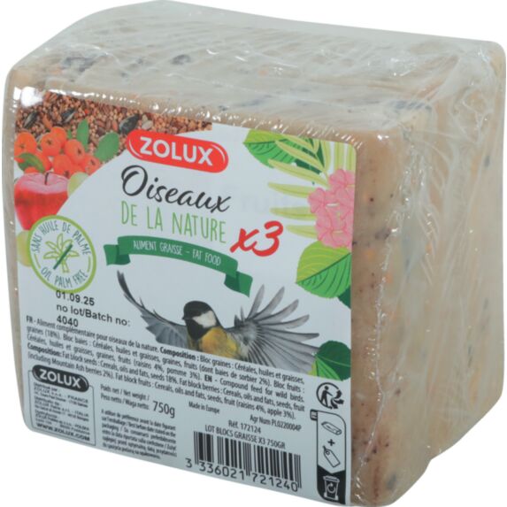 Lot blocs graisse x3 750gr naturel - ZOLUX