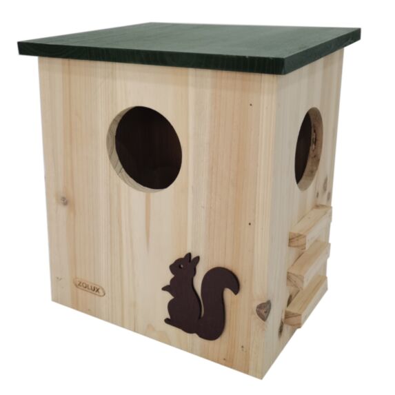 Maison bois écureuil toit vert 26x20,5x30cm naturel - ZOLUX