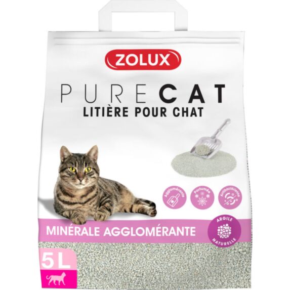 Litière minérale agglomérante parfumée Purecat 5L - ZOLUX