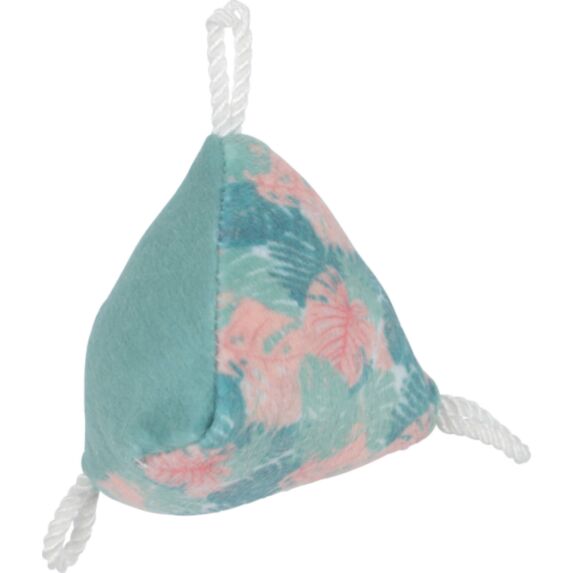 Jouet Pyramide Ethicat tissu motif feuille recyclé bleu - ZOLUX