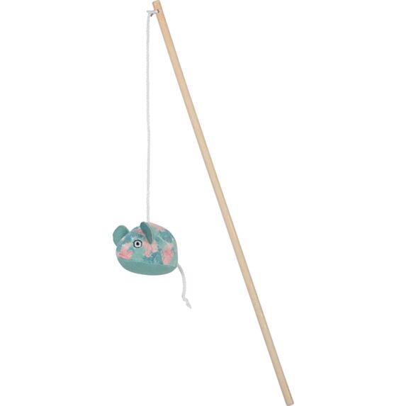 Jouet Canne à pêche souris tissu motif feuille éco-conçu - ZOLUX