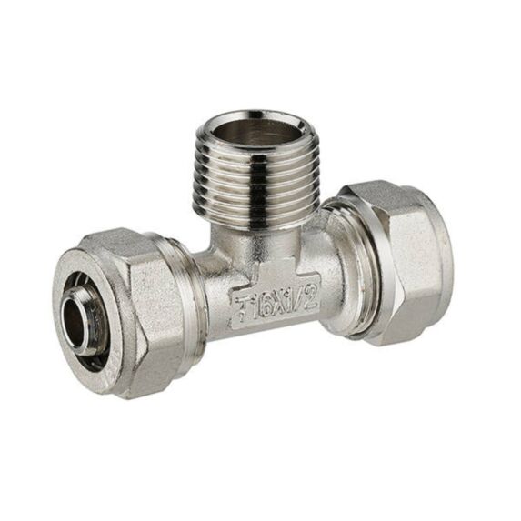 Raccord multicouche à compression (à visser) té ø16 - mâle au centre 15x21 - NOYON & THIEBAULT