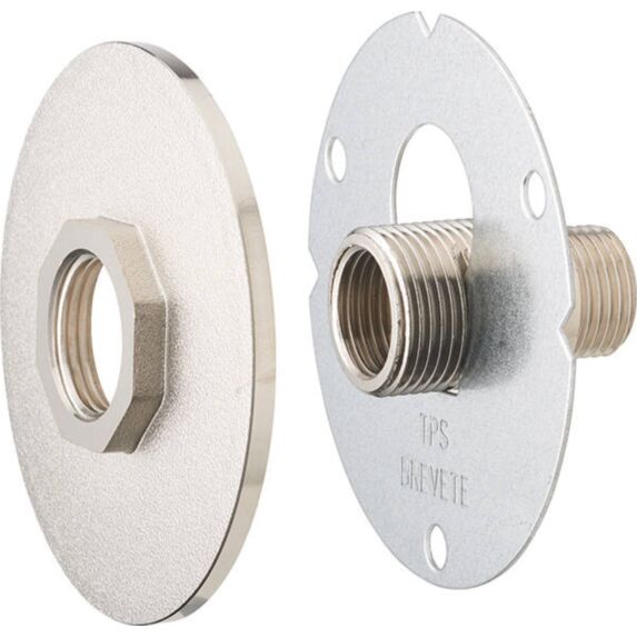 Platine de fixation coNFort robinet extérieur avant/après crépi finition laiton nickelé - AROZ