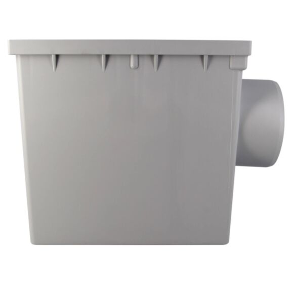 Regard de descente pluviale, entrée Ø80/100, sortie horizontale Ø100, gris