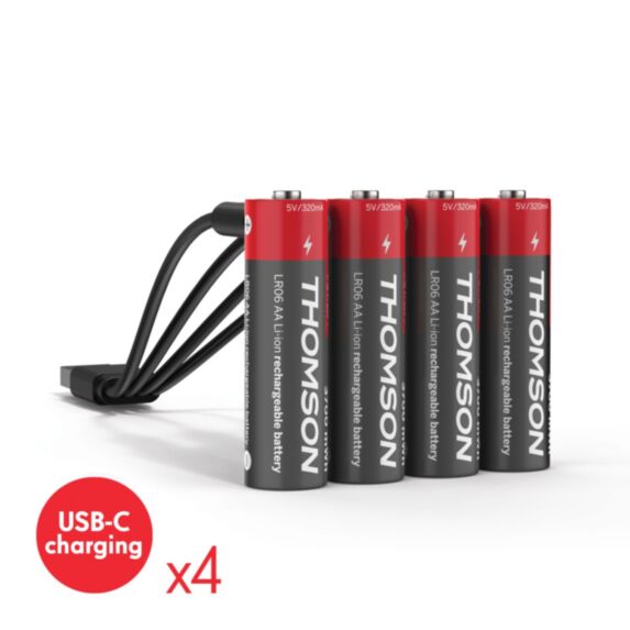 Pile rechargeable AA Thomson Lithium USB-C + câble pieuvre - THOMSON