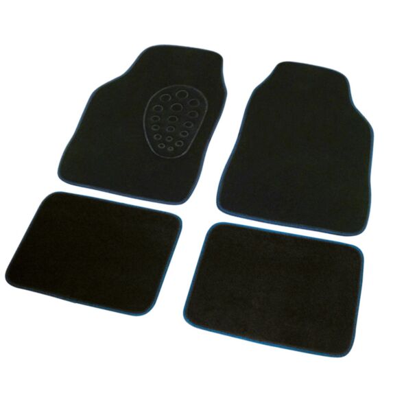 4 tapis de voiture broderie chiné bleu et noir - ERGOSEAT