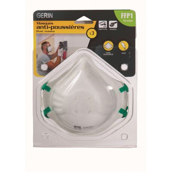 Blister 3 masques anti-poussieres FFP1 - GERIN
