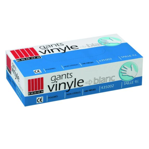 100 Gants jetables Vinyle Taille L - ERGOS