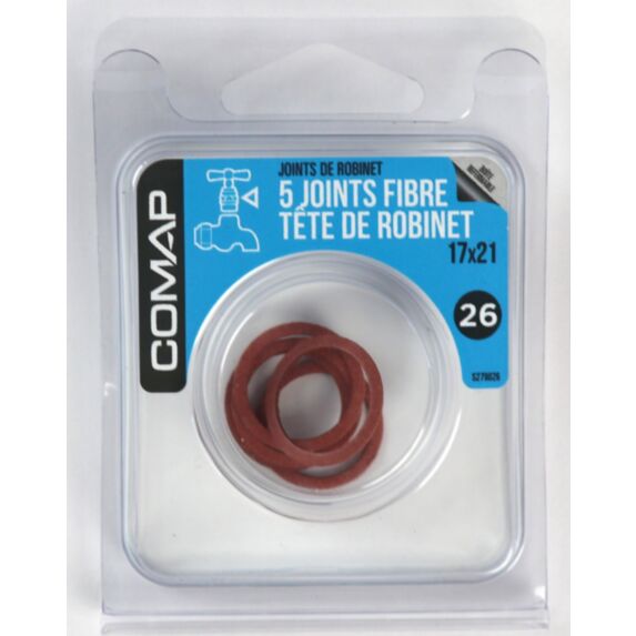 5 joints fibres tête de robinet 17x21 - COMAP