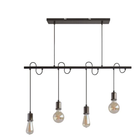 Suspension 4 Lumières Alabama Noir h.35cm - SEYNAVE