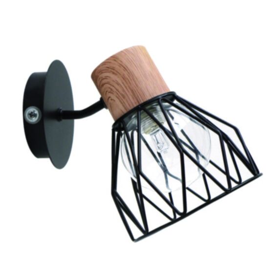 Applique salle de bain Clayton 230V 33W Noir/bois 