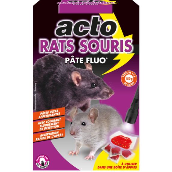 Pâte Appât Fluorescente Rats/Souris 10x15gr - ACTO