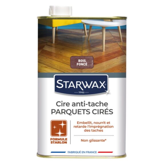 Cire Starlon Anti-Tache pour Parquet Cirés Bois Foncé 1L - STARWAX