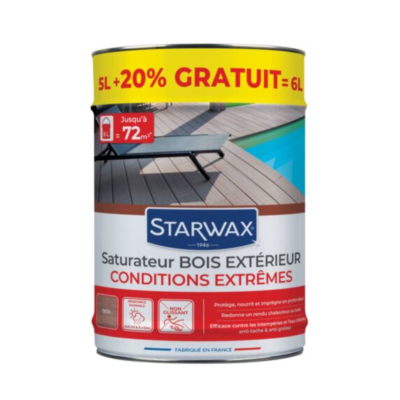 Saturateur Haute Protection terrasse bois Teck 5+1L - STARWAX