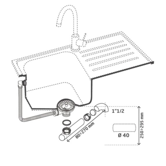 Siphon déporté Neo Air pour évier 1 bac blanc - WIRQUIN