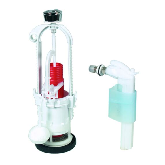 Mécanisme de chasse double poussoir à étrier + robinet flotteur servo-valve