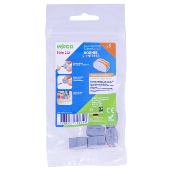 5 bornes 2 entrées Série 222 400V - WAGO