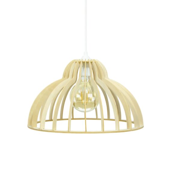 Suspension Dinowood lamelle de peuplier naturel Ø35cm E27 7W - C CREATION