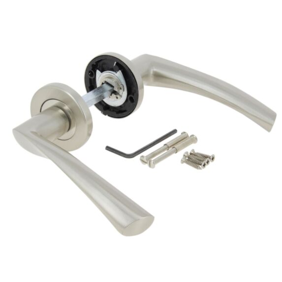 2 Poignées de porte Diane sur rosace zamak nickel mat gris - LINEA BERTOMANI