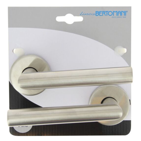 2 Poignées de porte Segur inox sur rosace finition brillant gris - LINEA BERTOMANI