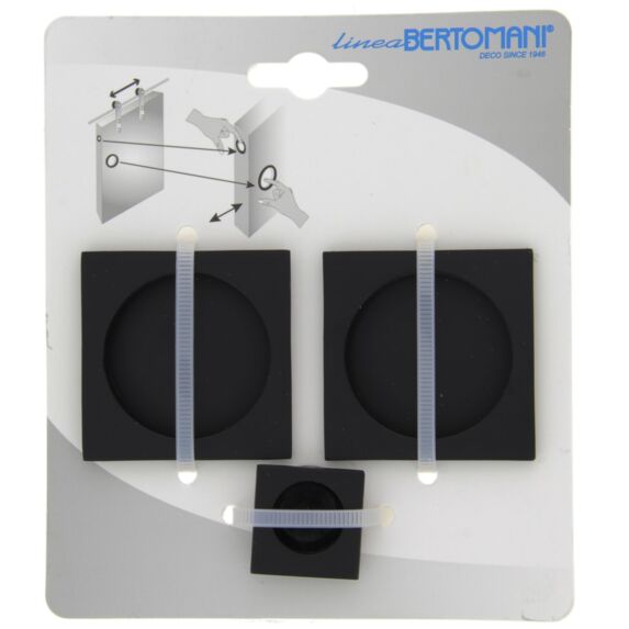 Kit poignées cuvette carré à encastrer porte à galandage zamak noir - LINEA BERTOMANI