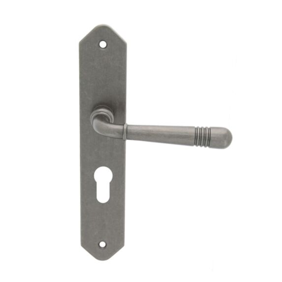 Poignées de porte + plaque Mauriac cylindre patiné - CHRISLIGNE