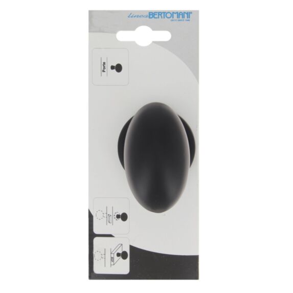 1 bouton ovale sur rosace ronde alu noir mat - LINEA BERTOMANI