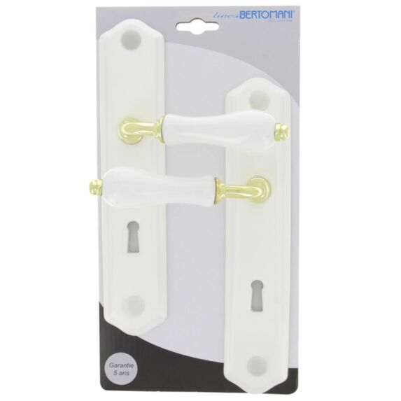 2 poignées de porte Solene porcelaine blanc brillant 233x47mm entraxe 195mm - LINEA BERTOMANI