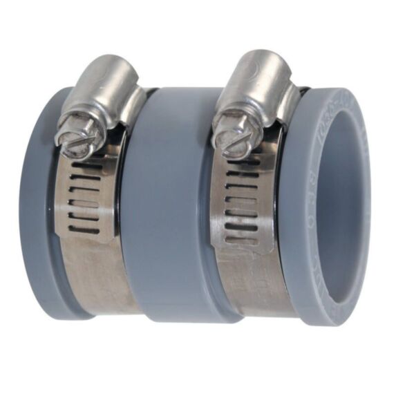 Manchon pvc souple multi-materiaux ff ø 32 de 30 à 38mm gris + colliers inox - INTERPLAST
