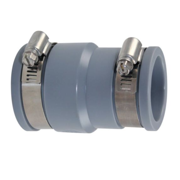 réduction pvc souple multi-materiaux ff ø 40/32 de 38 à 45mm et 30 à 38mm gris + colliers inox - INTERPLAST