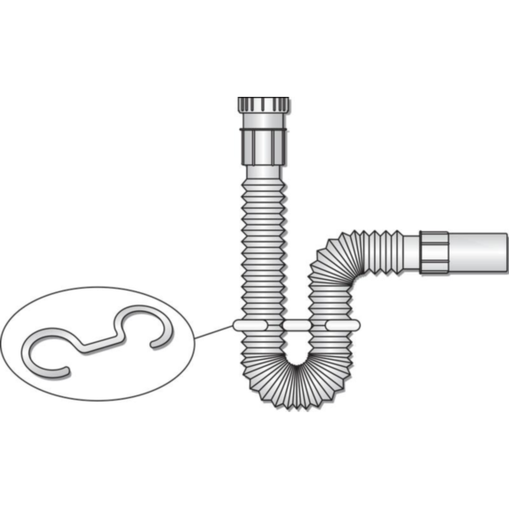 Raccord flexible ext. blanc ppl abs m ø 32 de 30 à 80cm f 1 1/4 - INTERPLAST