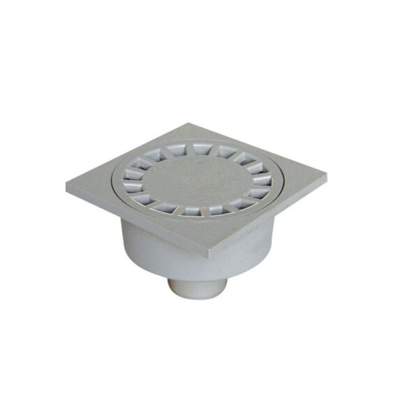 Siphon de cour 250 x 250 mm sortie extérieure Ø100 gris - INTERPLAST
