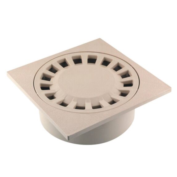Siphon de cour PVC 200x200mm sable - INTERPLAST