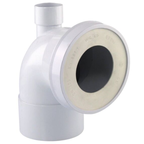 Pipe rigide PVC courte coudée femelle blanche pour WC diam.100 - INTERPLAST