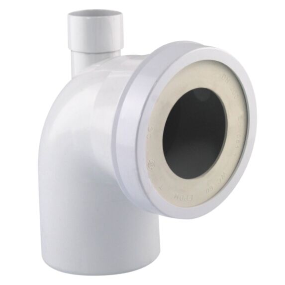 Pipe rigide PVC courte coudée mâle blanche pour WC diam.100 - INTERPLAST