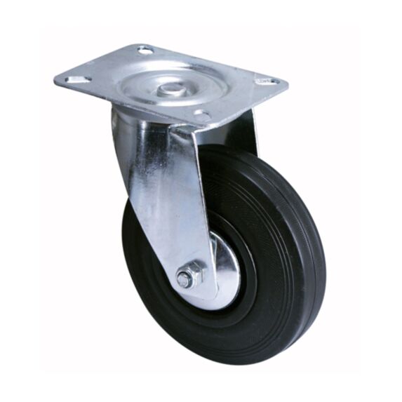 Roulette standard de manutention à platine pivotante caoutchouc Ø125mm - Charge supportée 125 kg - GUITEL.M
