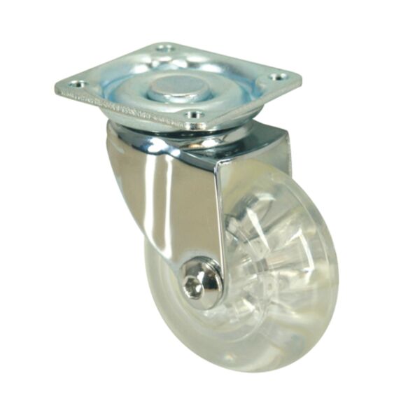 Roulette d'ameublement à platine pivotante transparent Ø50mm - Charge supportée 30 kg - CIME