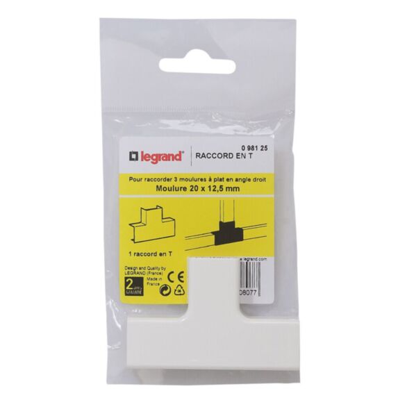 Raccord en t pour moulure 20x12.5mm - LEGRAND