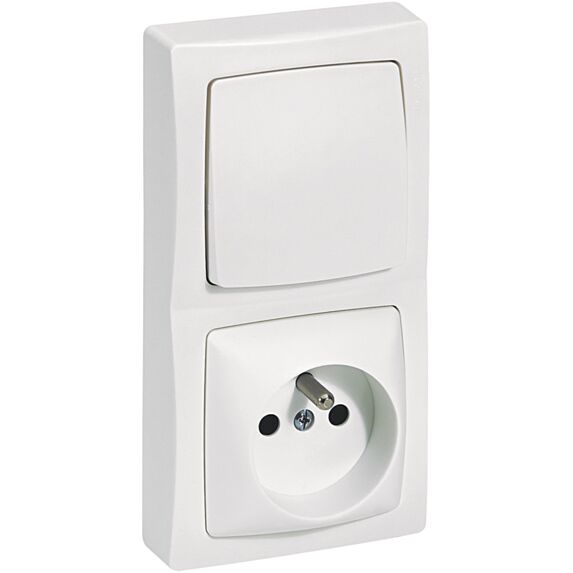 Interrupteur + prise de courant avec terre appareillage saillie blanc - LEGRAND
