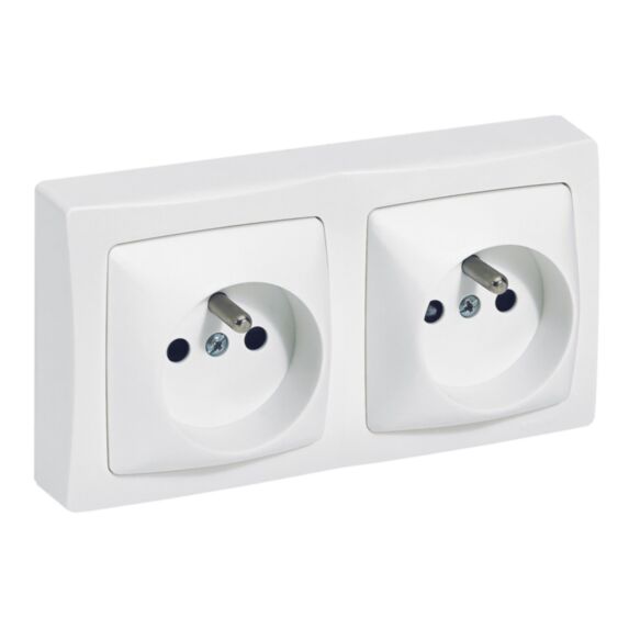 Double prise de courant avec terre Appareillage Saillie horizontal blanc - LEGRAND