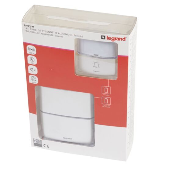 Kit carillon et sonnette sans fil aluminium - LEGRAND