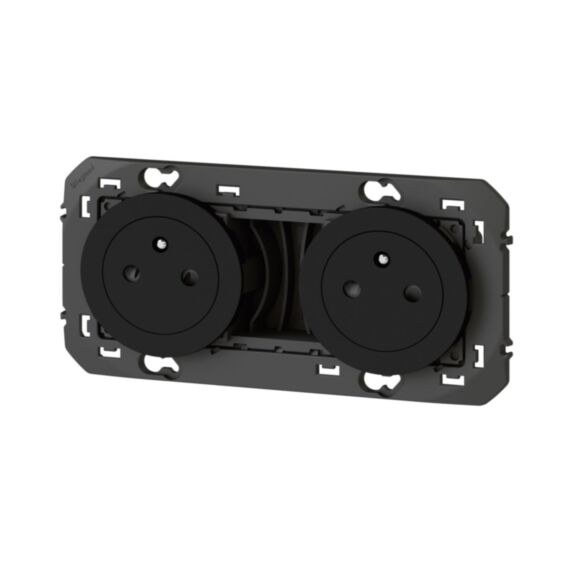 Prise double 2P+T ba prec noir cpo Dooxie - LEGRAND