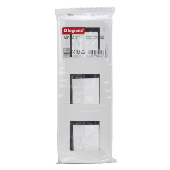 Plaque avec Support Mosaic 3x2 Modules Montage Vertical Blanc